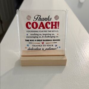 Thank You Coach Plaque with Wooden Stand